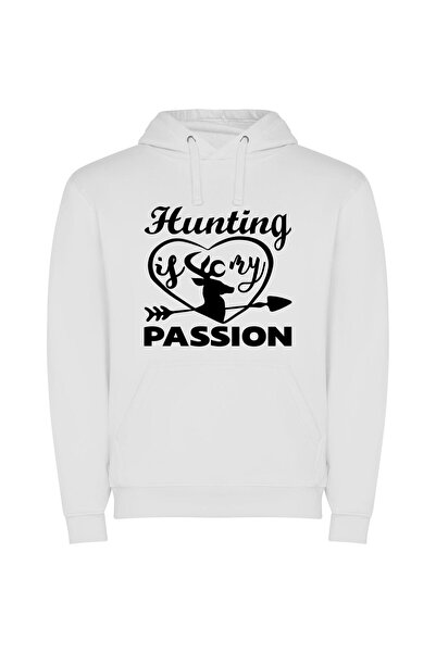 iLovePrints Passionate Bison Hunting: HD Φούτερ με κουκούλα σε χρώμα Λευκό