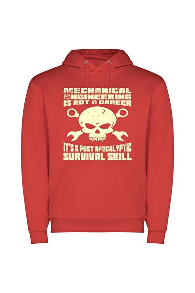 iLovePrints Glowing Grunge Mechanic: Hell Φούτερ με κουκούλα σε χρώμα Κόκκινο