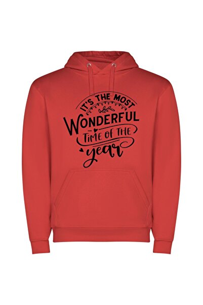 iLovePrints Wonderous Holiday Magic Φούτερ με κουκούλα σε χρώμα Κόκκινο