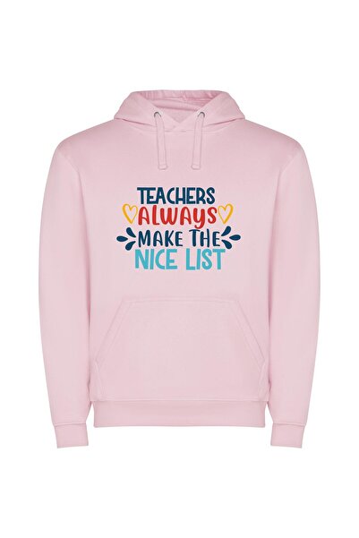 iLovePrints Kindness Ranks High: Teacher Φούτερ με κουκούλα σε χρώμα Ροζ