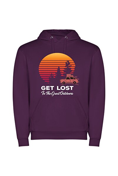 iLovePrints Lost Wild Wonder Φούτερ με κουκούλα σε χρώμα Μωβ