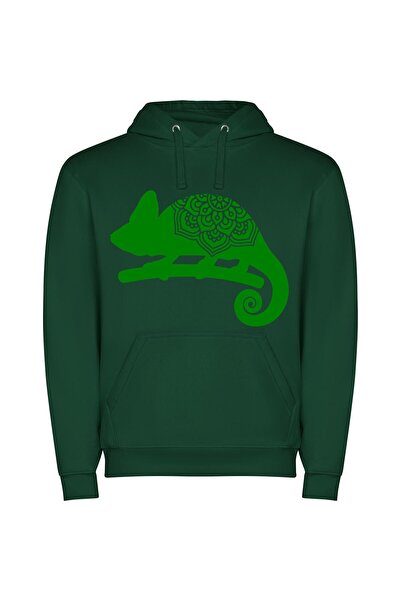 iLovePrints Chameleon's Enigmatic Hue Φούτερ με κουκούλα σε χρώμα Πράσινο
