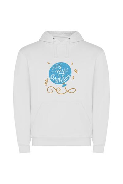 iLovePrints Whimsical Birthday Balloon Φούτερ με κουκούλα σε χρώμα Λευκό