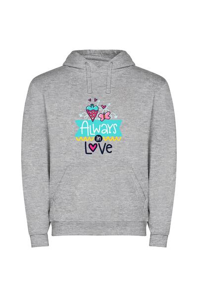 iLovePrints Everlasting Love Illustration Φούτερ με κουκούλα σε χρώμα Γκρι
