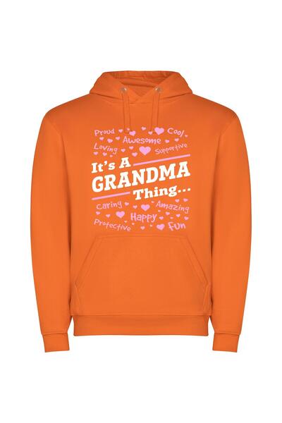 iLovePrints Grandma's Proud Legacy Φούτερ με κουκούλα σε χρώμα Πορτοκαλί