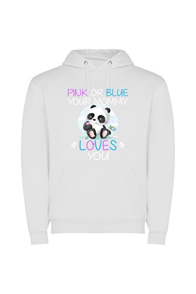 iLovePrints Panda Love in Colors Φούτερ με κουκούλα σε χρώμα Λευκό