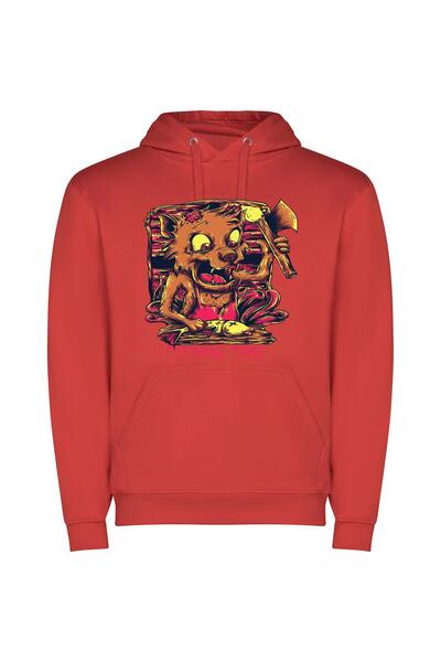 iLovePrints Nightmarish Animal Artistry Φούτερ με κουκούλα σε χρώμα Κόκκινο