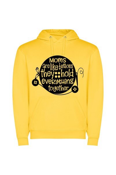 iLovePrints Buttoned Motherly Harmony Φούτερ με κουκούλα σε χρώμα Κίτρινο