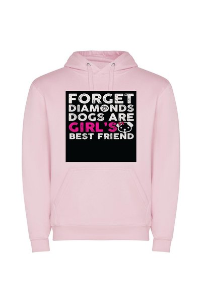 iLovePrints Diamonds & Dogs: Girl's Best Friends Φούτερ με κουκούλα σε χρώμα Ροζ