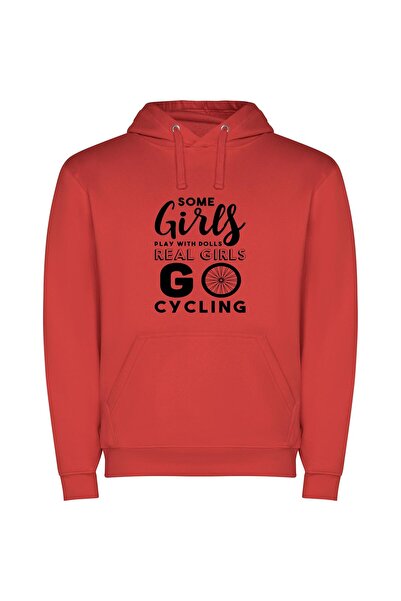 iLovePrints Girls on Wheels Φούτερ με κουκούλα σε χρώμα Κόκκινο