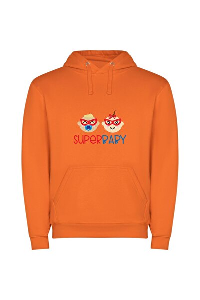 iLovePrints Superior Super Baby Cuteness Φούτερ με κουκούλα σε χρώμα Πορτοκαλί