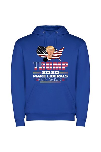 iLovePrints Trump's Patriotic Point Φούτερ με κουκούλα σε χρώμα Μπλε