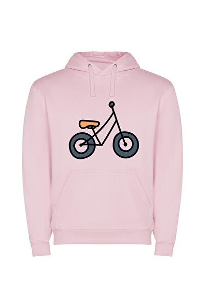 iLovePrints Classic Monochrome Bicycles Φούτερ με κουκούλα σε χρώμα Ροζ