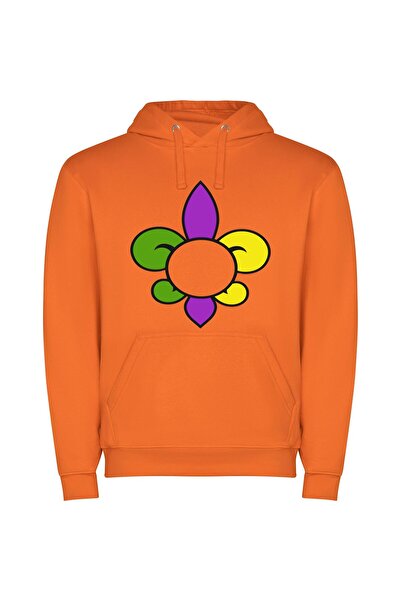 iLovePrints Vivid Floral Symphony Φούτερ με κουκούλα σε χρώμα Πορτοκαλί