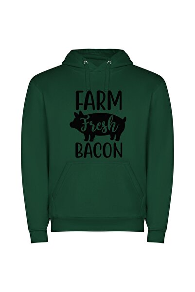 iLovePrints Porky Print Farm Delights Φούτερ με κουκούλα σε χρώμα Πράσινο