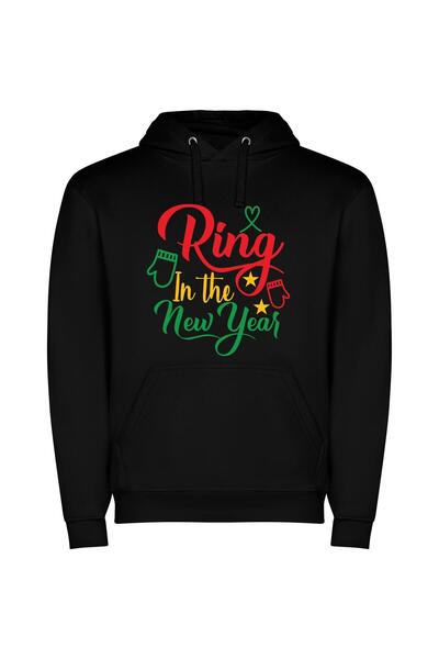 iLovePrints New Year's Eve Sparkle Φούτερ με κουκούλα σε χρώμα Μαύρο