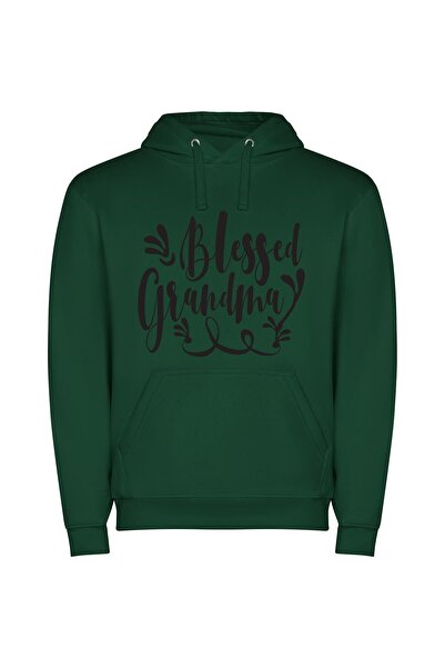 iLovePrints Graceful Grandma's Blessed Sign Φούτερ με κουκούλα σε χρώμα Πράσινο