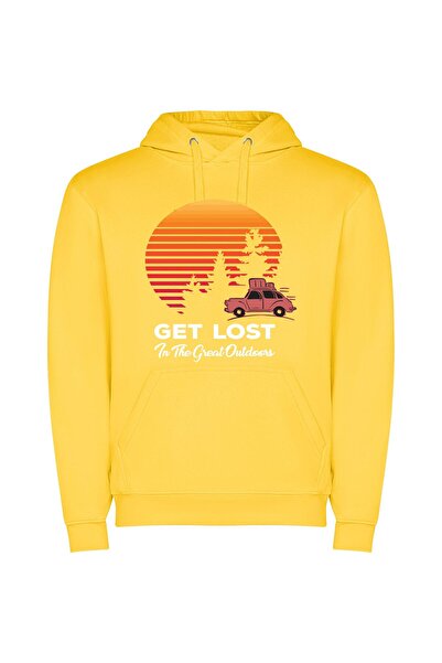 iLovePrints Lost Wild Wonder Φούτερ με κουκούλα σε χρώμα Κίτρινο