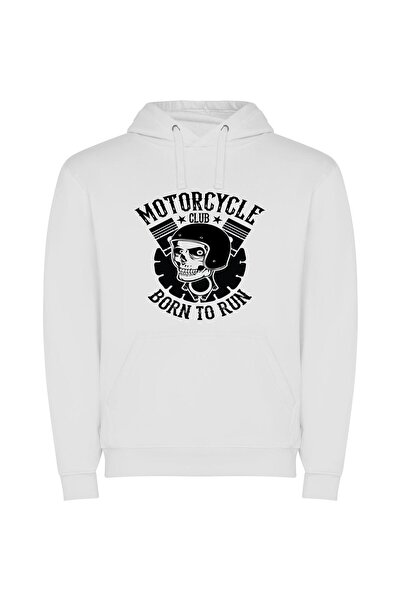 iLovePrints Skull Riders Motorcycle Club Φούτερ με κουκούλα σε χρώμα Λευκό