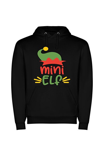 iLovePrints Chibi Elf Hat Delight Φούτερ με κουκούλα σε χρώμα Μαύρο