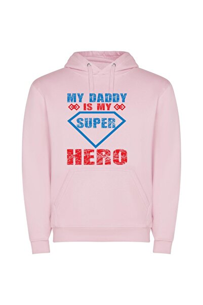 iLovePrints Superhero Dad: My Champion Φούτερ με κουκούλα σε χρώμα Ροζ