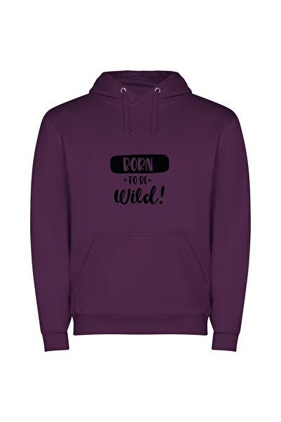 iLovePrints Wild and Stylish Typography Φούτερ με κουκούλα σε χρώμα Μωβ