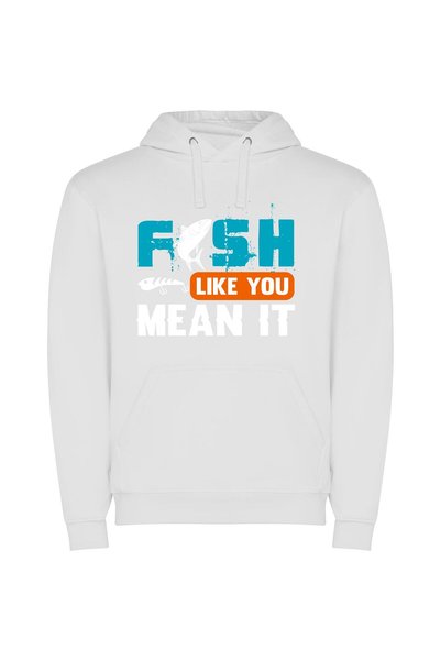 iLovePrints Fish Visionary Φούτερ με κουκούλα σε χρώμα Λευκό