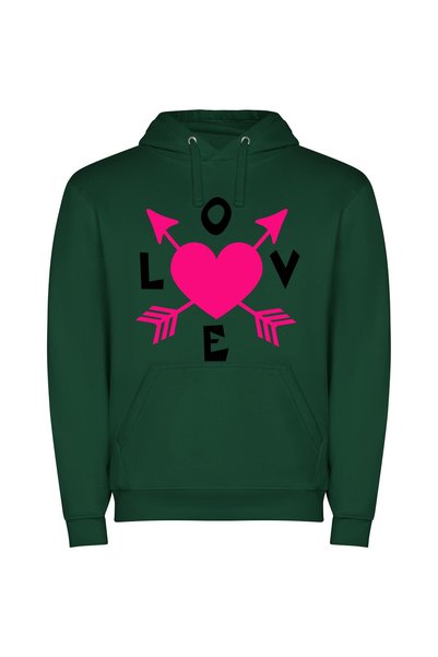 iLovePrints Love Arrowed Heart Φούτερ με κουκούλα σε χρώμα Πράσινο