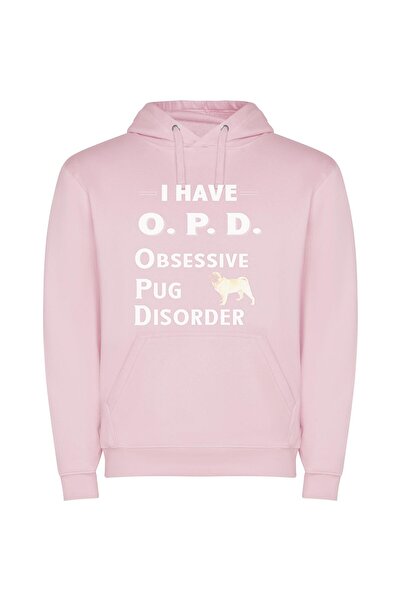 iLovePrints Pug Obsession in Color Φούτερ με κουκούλα σε χρώμα Ροζ
