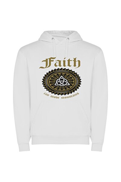 iLovePrints Gilded Occult Faith: Aesthetic Φούτερ με κουκούλα σε χρώμα Λευκό