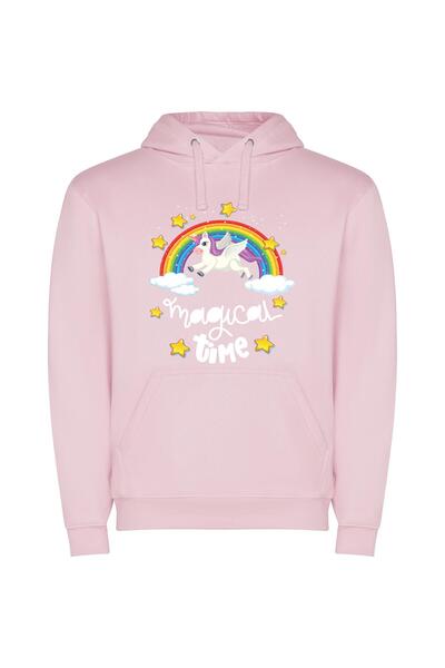 iLovePrints Enchanted Sky Ride Φούτερ με κουκούλα σε χρώμα Ροζ