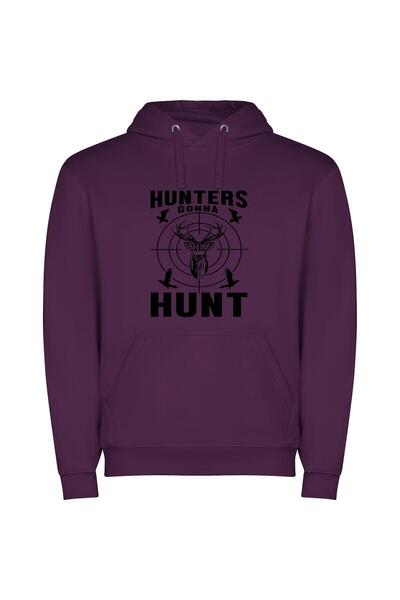 iLovePrints Monochrome Wild: Hunt Masters Φούτερ με κουκούλα σε χρώμα Μωβ