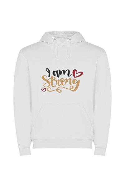 iLovePrints Heartfelt Empowered Typography Φούτερ με κουκούλα σε χρώμα Λευκό