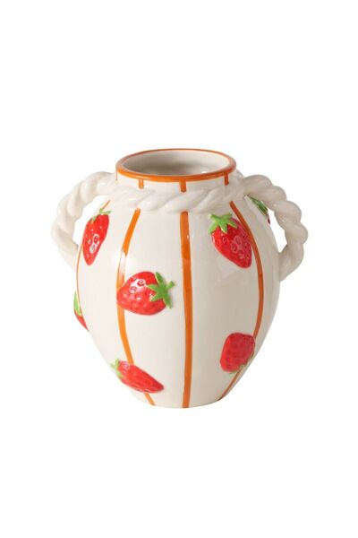 Boltze Vază de porțelan albă/roșie 17,3 cm Fresas