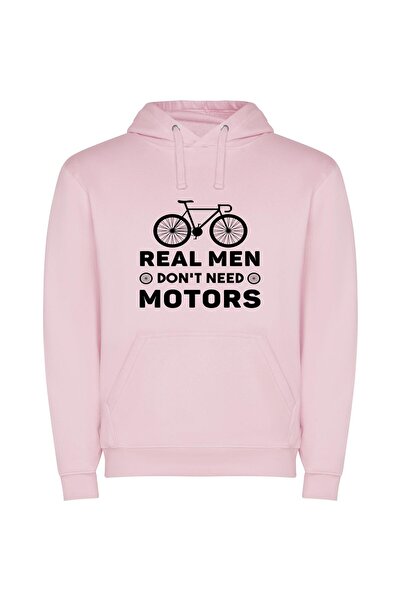 iLovePrints Bicycle: Real Men Ride Φούτερ με κουκούλα σε χρώμα Ροζ
