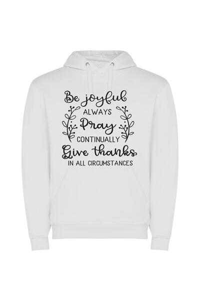 iLovePrints Joyful Black & White Φούτερ με κουκούλα σε χρώμα Λευκό