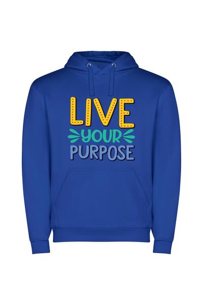 iLovePrints Purpose Pump: Live Life Φούτερ με κουκούλα σε χρώμα Μπλε