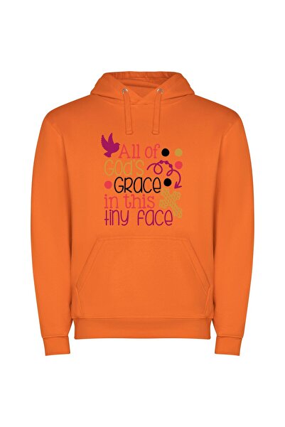 iLovePrints Divine Grace's Tiny Face Φούτερ με κουκούλα σε χρώμα Πορτοκαλί