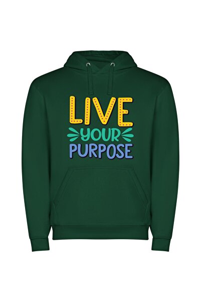 iLovePrints Purpose Pump: Live Life Φούτερ με κουκούλα σε χρώμα Πράσινο