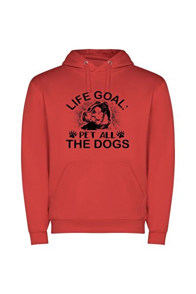 iLovePrints Dogs: The Life Goal Φούτερ με κουκούλα σε χρώμα Κόκκινο