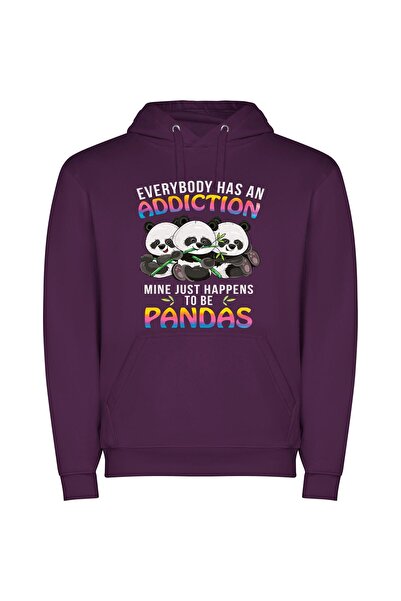 iLovePrints Bamboo Stacked Pandas Φούτερ με κουκούλα σε χρώμα Μωβ