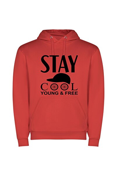 iLovePrints Cool Free Young Style Φούτερ με κουκούλα σε χρώμα Κόκκινο