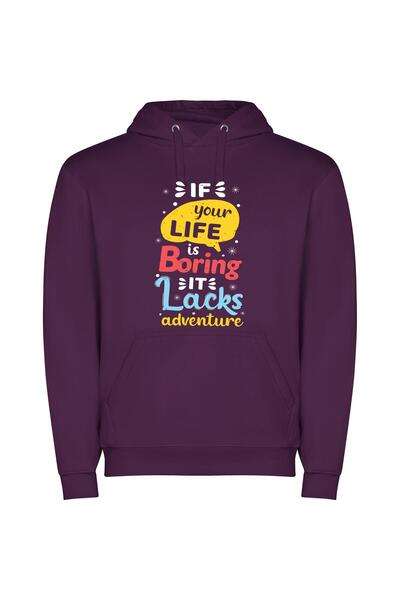 iLovePrints Unlock Your Boring Life Φούτερ με κουκούλα σε χρώμα Μωβ