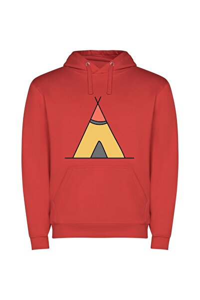 iLovePrints Red Top Teepee Dreams Φούτερ με κουκούλα σε χρώμα Κόκκινο