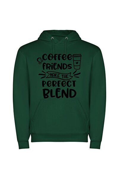 iLovePrints Blend & Brew with Friends Φούτερ με κουκούλα σε χρώμα Πράσινο
