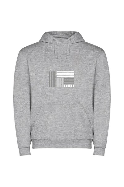 iLovePrints Barcode Noir Φούτερ με κουκούλα σε χρώμα Γκρι