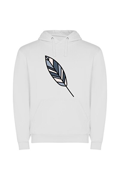 iLovePrints Feathered Geometry Elegance Φούτερ με κουκούλα σε χρώμα Λευκό