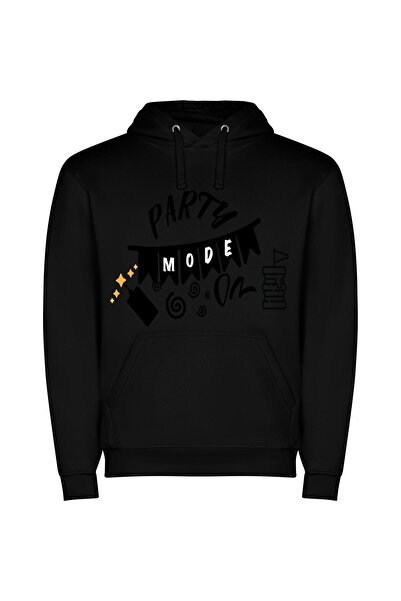iLovePrints Chic Noir Party Glam Φούτερ με κουκούλα σε χρώμα Μαύρο