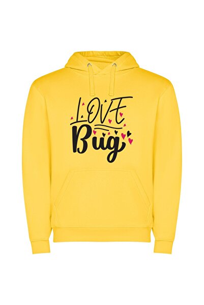 iLovePrints Lovely Bug's White Affection Φούτερ με κουκούλα σε χρώμα Κίτρινο