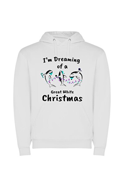 iLovePrints White Christmas Coloring Delights Φούτερ με κουκούλα σε χρώμα Λευκό